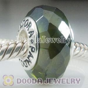 Charm Jewelry S925 silver faceted zircon stone beads, 925 ALE Jewelry stamped with screw thread core