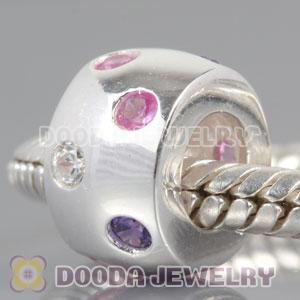 Solid Sterling Silver European Style Beads with Stone