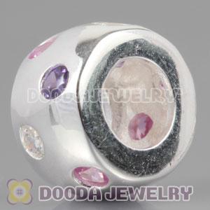 Solid Sterling Silver European Style Beads with Stone