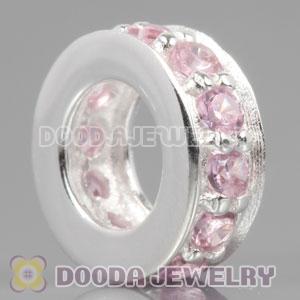 Solid Sterling Silver European Style Spacer Beads with Stone