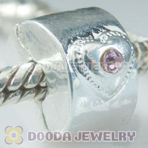 Wholesale European style silver plated clip beads with stone