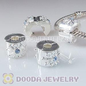 Wholesale European style silver plated clip beads with stone