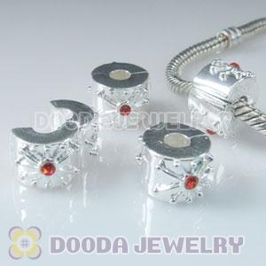 Wholesale European style silver plated clip beads with stone