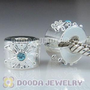 Wholesale Charm Jewelry silver plated clip beads with stone