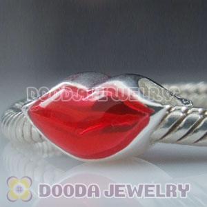 925 Sterling Silver Charm Jewelry Beads Enamel Lip