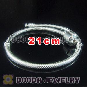 21cm 925 Silver Charm Jewelry Bracelet without stamped Clip