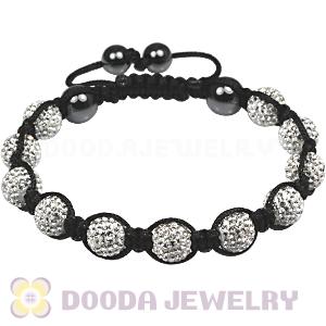 Fashion TresorBeads mens bracelets with Pave white crystal bead and Hemitite 