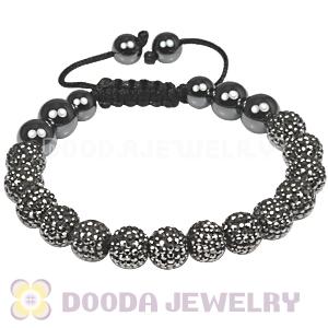 Fashion TresorBeads mens bracelets with Pave Gray crystal bead and Hemitite 