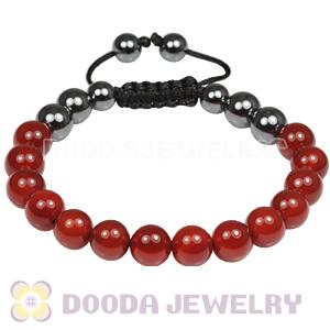 Fashion TresorBeads mens bracelets with Red agate and Hemitite 