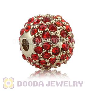10mm Copper Disco Ball Bead Pave Red Austrian Crystal handmade Style
