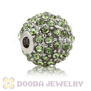 10mm Copper Disco Ball Bead Pave Grass Green Austrian Crystal handmade Style