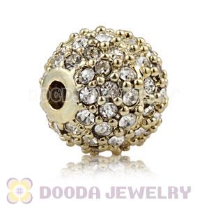 10mm Gold plated Copper Disco Ball Bead Pave white Austrian Crystal handmade Style
