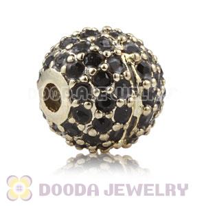 10mm Gold plated Copper Disco Ball Bead Pave Black Austrian Crystal handmade Style
