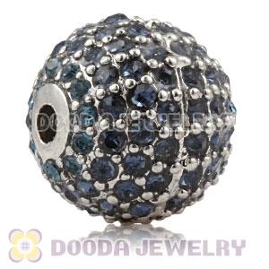 12mm Copper Disco Ball Bead Pave Ocean Blue Austrian Crystal handmade Style