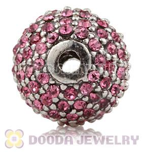 12mm Copper Disco Ball Bead Pave Pink Austrian Crystal handmade Style