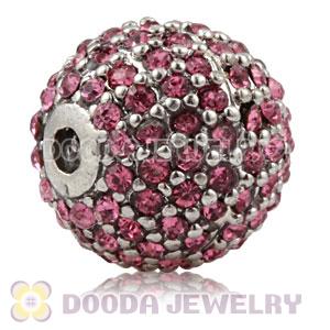 12mm Copper Disco Ball Bead Pave Pink Austrian Crystal handmade Style