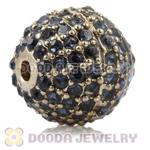 12mm Copper Disco Ball Bead Pave Ink Blue Austrian Crystal handmade Style