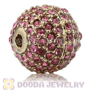 12mm Copper Disco Ball Bead Pave Pink Austrian Crystal handmade Style
