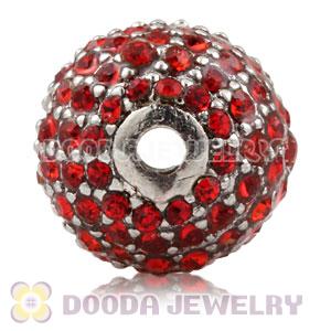 12mm Copper Disco Ball Bead Pave Red Austrian Crystal handmade Style