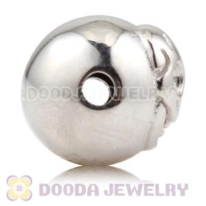 10×11mm Rhodium plated Sterling Silver Skull Head Ball Bead 