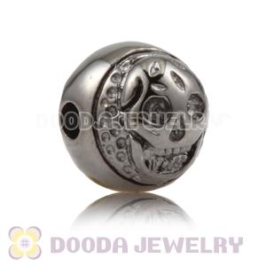  8×9mm Gun black plated Sterling Silver Skull Head Ball Bead 