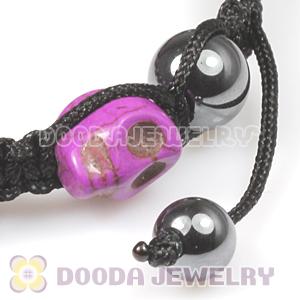 Purple Turquoise Skull Head Ladies String Bracelets with Hemitite 