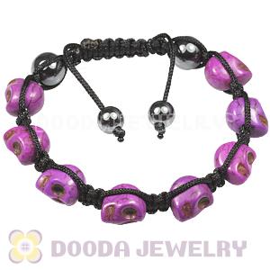 Purple Turquoise Skull Head Ladies String Bracelets with Hemitite 