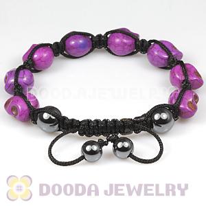 Purple Turquoise Skull Head Ladies String Bracelets with Hemitite 