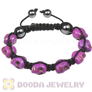 Purple Turquoise Skull Head Ladies String Bracelets with Hemitite 