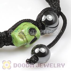 Olive Green Turquoise Skull Head Ladies String Bracelets with Hemitite 