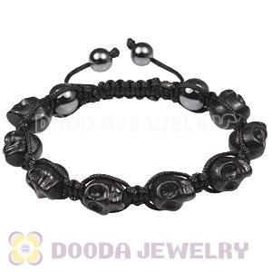 Black Turquoise Skull Head Ladies String Bracelets with Hemitite 