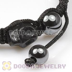 Black Turquoise Skull Head Ladies String Bracelets with Hemitite 