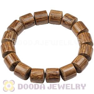 12mm Drum Shaped Gold-Rimmed Wood Beads Buddhist Prayer Bracelet Wrist Mala