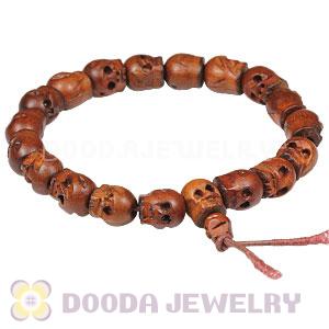 10×8mm Skull Head Peach Wooden Beads Buddhist Prayer Bracelet Wrist Mala