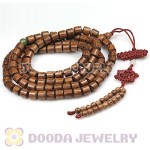 Tibet Buddhist 108 Gold-Rimmed Wood Beads Prayer Mala Necklace 