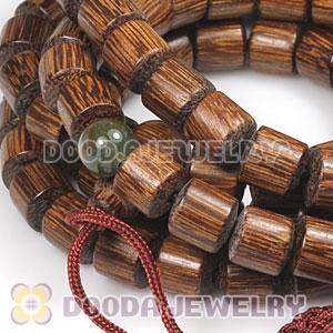 Tibet Buddhist 108 Gold-Rimmed Wood Beads Prayer Mala Necklace 