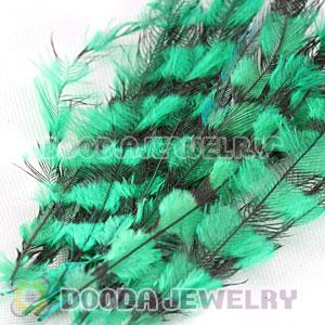 Green Thin Striped Grizzly Bird Feather Hair Extension Wholesale