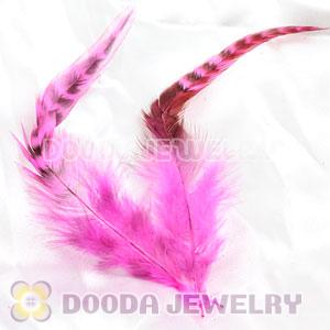 Natural Striped Pink Strung Rooster Feather Hair Extension Wholesale