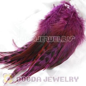 Natural Striped Purple Strung Rooster Feather Hair Extension Wholesale