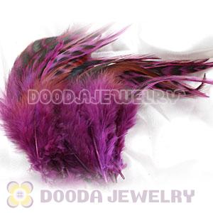 Natural Striped Purple Strung Rooster Feather Hair Extension Wholesale