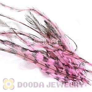 Pink Thin Striped Grizzly Bird Feather Hair Extension Wholesale