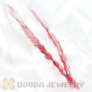 Red Thin Striped Grizzly Bird Feather Hair Extension Wholesale