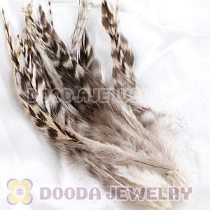Natural Striped Ivory Strung Rooster Feather Hair Extension Wholesale