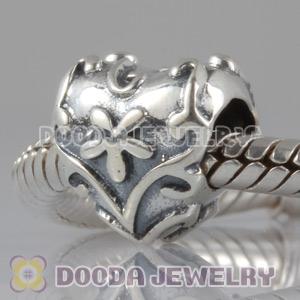Solid Sterling Silver Charm Jewelry Heart Beads and Charms