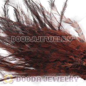 Coffee Thin Striped Grizzly Bird Feather Hair Extension Wholesale