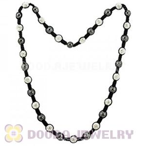 Fashion TresorBeads unisex necklace with white Czech Crystal and Hematite beads 