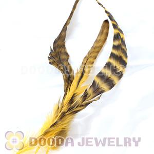 Natural Yellow Barred Plymouth Rock Rooster Feather Hair Extensions Wholesale
