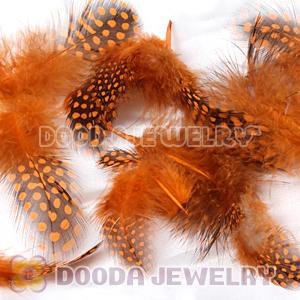 Orange Guinea Fowl Feather Hair Extensions Wholesale