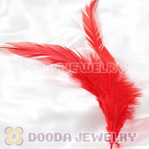Red Short Solid Rooster Feather Hair Extensions Wholesale