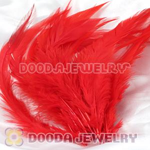 Red Short Solid Rooster Feather Hair Extensions Wholesale